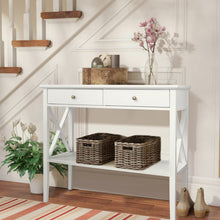 Load image into Gallery viewer, ChooChoo Console Sofa Table Classic X Design with 2 Drawers, Entryway Hall Table, Accent Tables Easy Assembly