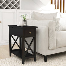Load image into Gallery viewer, ChooChoo Flip Top Open End Table, Narrow Side Table Slim End Table for Living Room Bedroom
