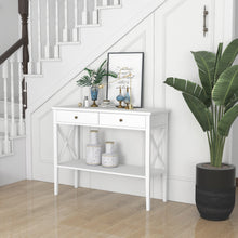 Load image into Gallery viewer, ChooChoo Console Sofa Table Classic X Design with 2 Drawers, Entryway Hall Table, Accent Tables Easy Assembly