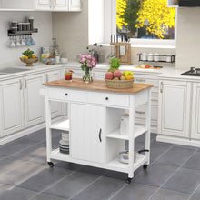 Load image into Gallery viewer, ChooChoo Kitchen Cart on Wheels with Wood Top, Utility Wood Kitchen Islands with Storage and Drawers, Easy Assembly