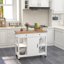 Load image into Gallery viewer, ChooChoo Kitchen Cart on Wheels with Wood Top, Utility Wood Kitchen Islands with Storage and Drawers, Easy Assembly