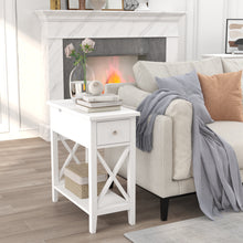 Load image into Gallery viewer, ChooChoo Flip Top Open End Table, Narrow Side Table Slim End Table for Living Room Bedroom