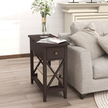 Load image into Gallery viewer, ChooChoo Flip Top Open End Table, Narrow Side Table Slim End Table for Living Room Bedroom