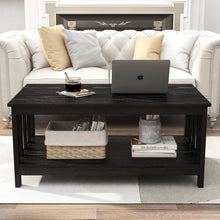 Load image into Gallery viewer, ChooChoo Black Wood Coffee Table for Living Room, Rectangle Mission Coffee Table with Shelf, 40 Inch, Easy Assembly