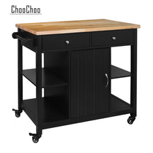 Load image into Gallery viewer, ChooChoo Kitchen Cart on Wheels with Wood Top, Utility Wood Kitchen Islands with Storage and Drawers, Easy Assembly