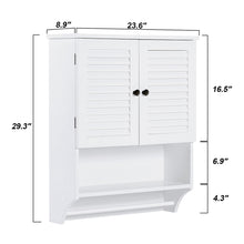 Load image into Gallery viewer, ChooChoo Bathroom Medicine Cabinet 23.6" L x8.9 W x29.3 H Wall Bathroom Cabinet, Double Doors Bathroom Cabinet Wall Mounted with Adjustable Shelves and Towels Bar
