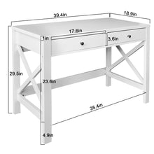 Load image into Gallery viewer, ChooChoo Home Office Desk Writing Computer Table Modern Design White Desk with Drawers, Makeup Vanity Table