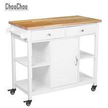 Load image into Gallery viewer, ChooChoo Kitchen Cart on Wheels with Wood Top, Utility Wood Kitchen Islands with Storage and Drawers, Easy Assembly