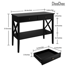Load image into Gallery viewer, ChooChoo Console Sofa Table Classic X Design with 2 Drawers, Entryway Hall Table, Accent Tables Easy Assembly