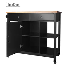 Load image into Gallery viewer, ChooChoo Kitchen Cart on Wheels with Wood Top, Utility Wood Kitchen Islands with Storage and Drawers, Easy Assembly
