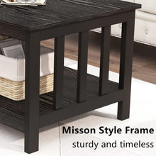 Load image into Gallery viewer, ChooChoo Black Wood Coffee Table for Living Room, Rectangle Mission Coffee Table with Shelf, 40 Inch, Easy Assembly