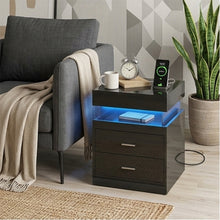 Load image into Gallery viewer, Nightstand with Drawers, Side Table with Sliding Top Storage for Living Room, Bedroom, Black
