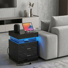 Load image into Gallery viewer, Nightstand with Drawers, Side Table with Sliding Top Storage for Living Room, Bedroom, Black
