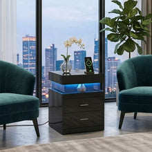 Load image into Gallery viewer, Nightstand with Drawers, Side Table with Sliding Top Storage for Living Room, Bedroom, Black
