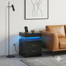Load image into Gallery viewer, Nightstand with Drawers, Side Table with Sliding Top Storage for Living Room, Bedroom, Black
