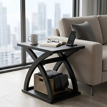 Load image into Gallery viewer, Modern End Table with Storage Shelf, X-Design Side Table Living Room
