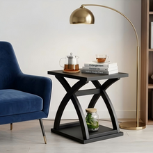 Load image into Gallery viewer, Modern End Table with Storage Shelf, X-Design Side Table Living Room
