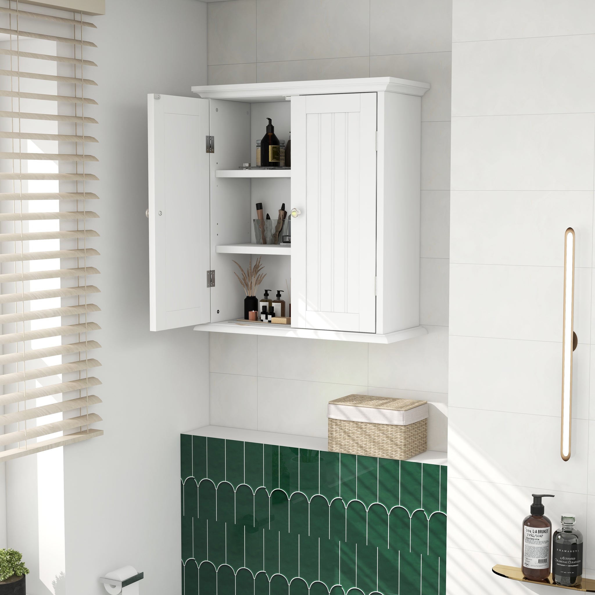 ChooChoo Bathroom Floor Storage Cabinet with Flip Glass Drawer, Bathroom  Cabinets Freestanding with 2 Doors Adjustable Shelf & Open Storage for