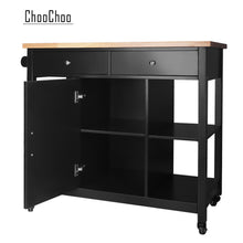 Load image into Gallery viewer, ChooChoo Kitchen Cart on Wheels with Wood Top, Utility Wood Kitchen Islands with Storage and Drawers, Easy Assembly
