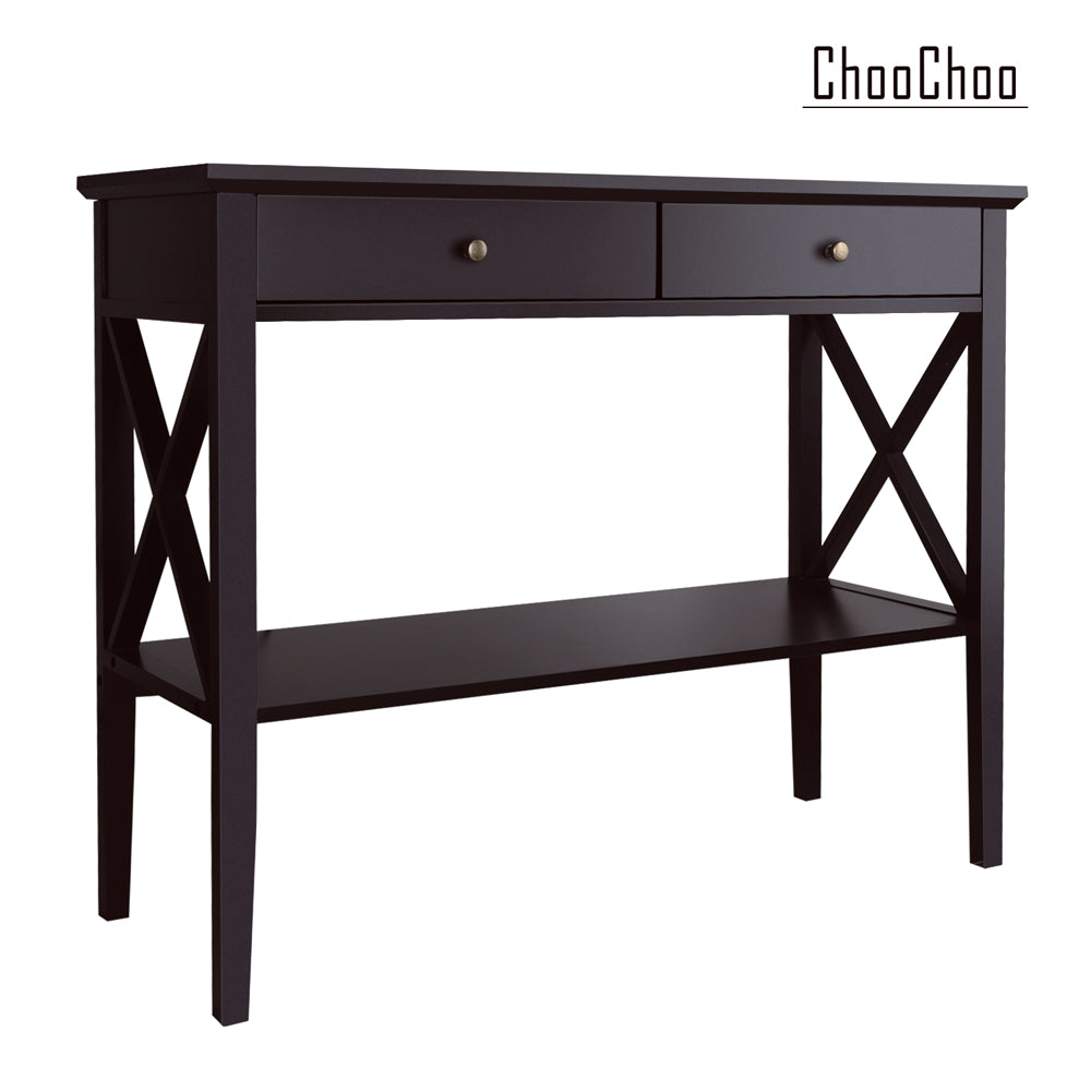 ChooChoo Console Sofa Table Classic X Design with 2 Drawers, Entryway Hall Table, Accent Tables Easy Assembly